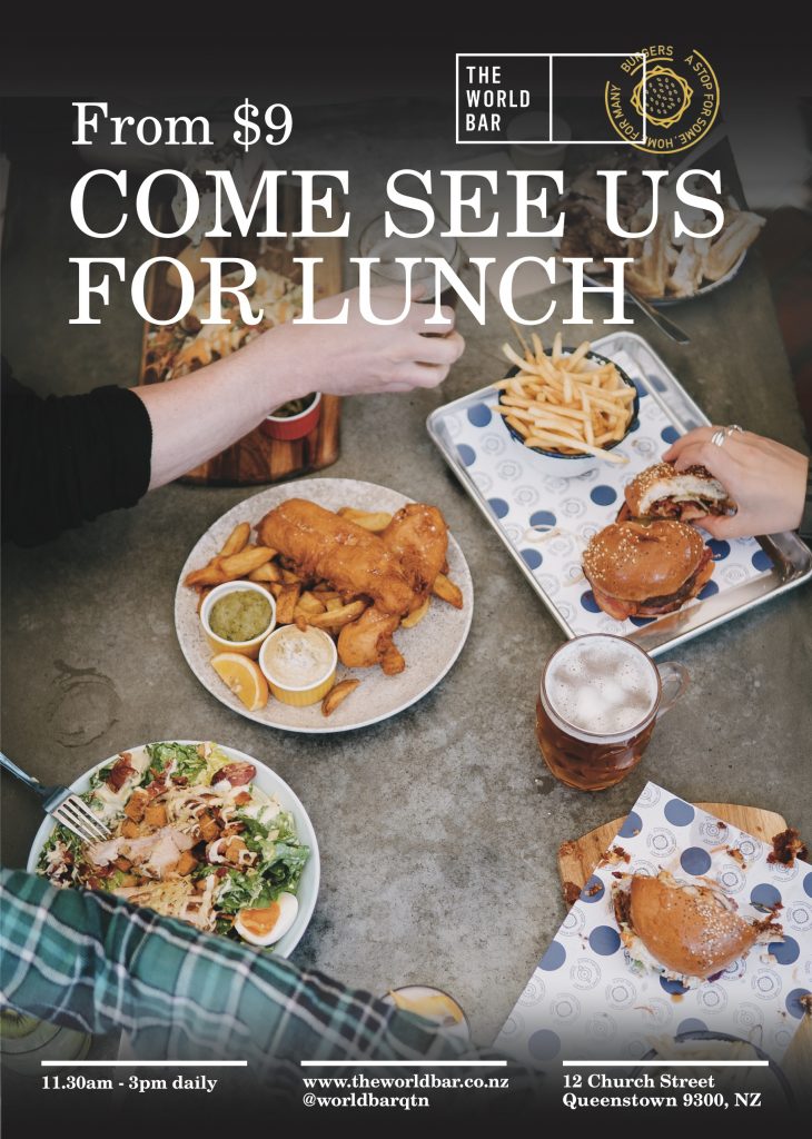 Queenstown Lunch menu 2019 winter - The World Bar